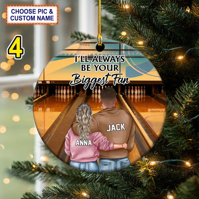 Custom Name,Number Bowling I'll Always Be Your Biggest Fan Christmas Ornament,Christmas Tree Hanging Decor, Flat 2D Ornament Acrylic/ Wooden