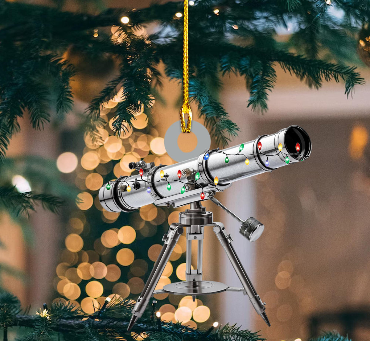 Telescope With Led Light Personalized Ornament, Tree Hanging Decor, Christmas Ornament, Flat 2D Ornament Acrylic