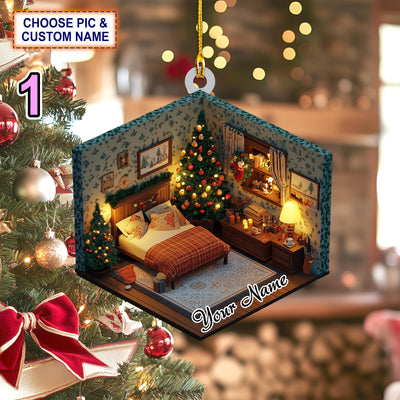 Custom Name Friends Room Christmas Personalized Ornament, Christmas Tree Hanging Decor, Flat 2D Ornament Acrylic