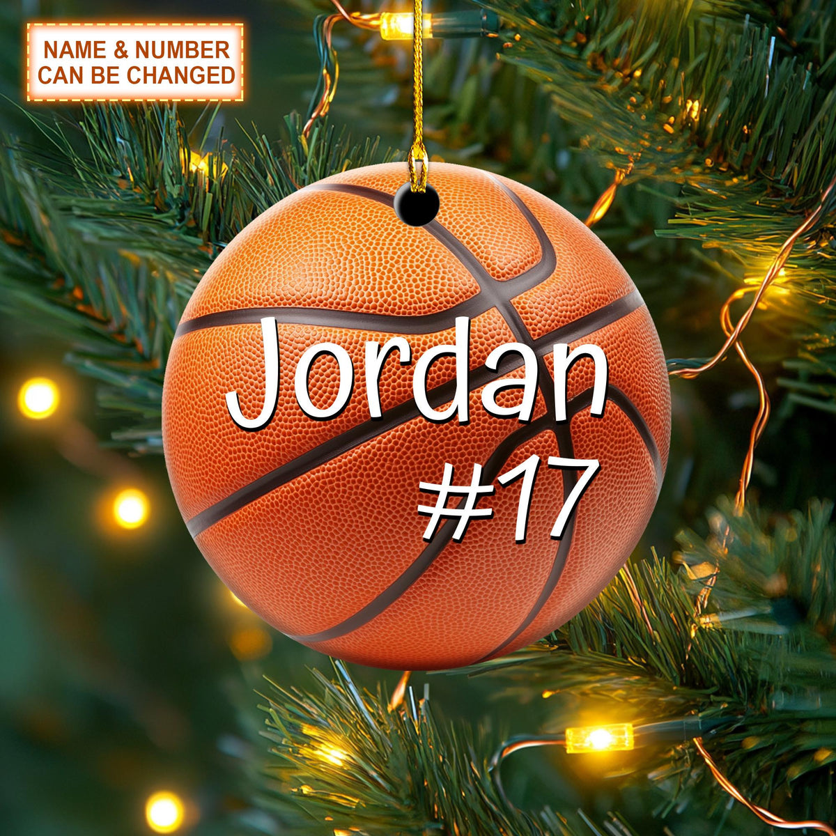 Custom Name And Number Basketball Christmas Personalized Ornament, Christmas Tree Hanging Decor, Flat 2D Ornament Acrylic