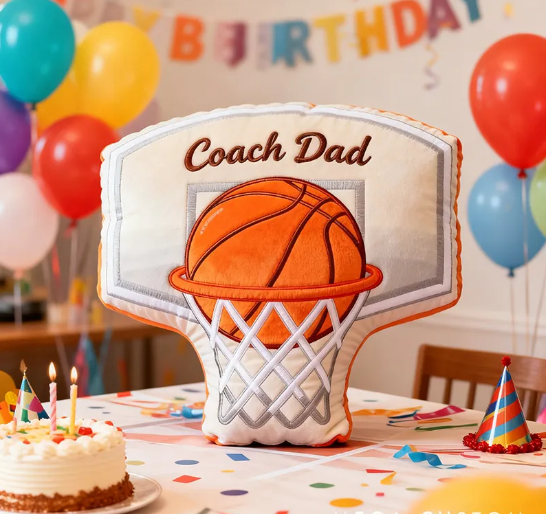Personalized Graphic 3D Print Basketball Hoop Pillow with Custom Text for Basketball Lovers