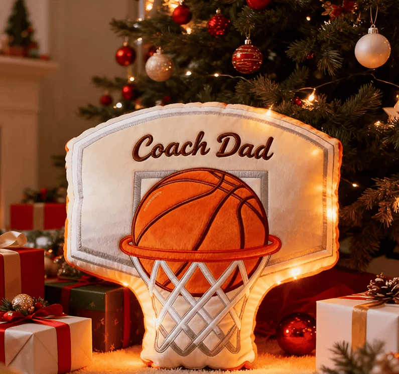 Personalized Graphic 3D Print Basketball Hoop Pillow with Custom Text for Basketball Lovers