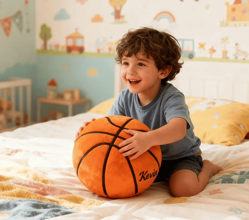 Personalized Plush Basketball Pillow with Custom Name for Sports Fans and Kids