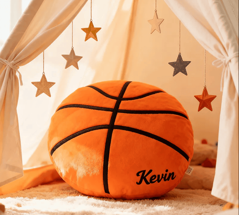Personalized Plush Basketball Pillow with Custom Name for Sports Fans and Kids