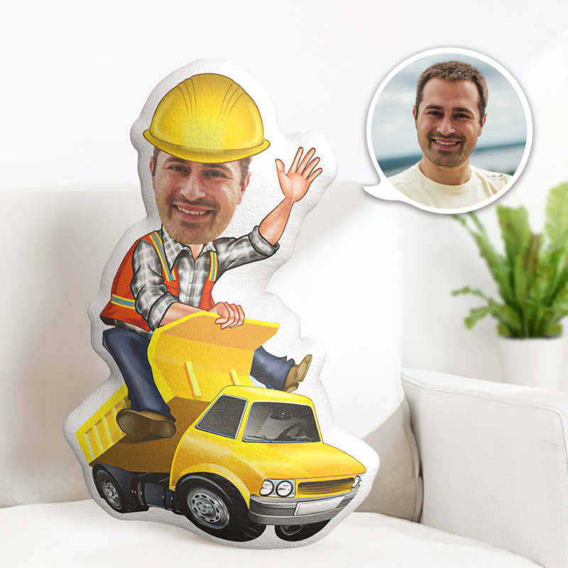 Personalized Birthday Gifts, My Face Pillow, Custom Photo Pillow, Construction Vehicle Drive