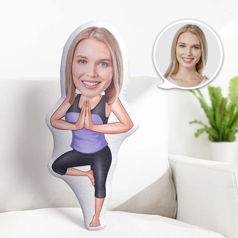 Personalized birthday gifts, My Face Pillow, Custom Photo Pillow, A girl doing yoga Minime pillow