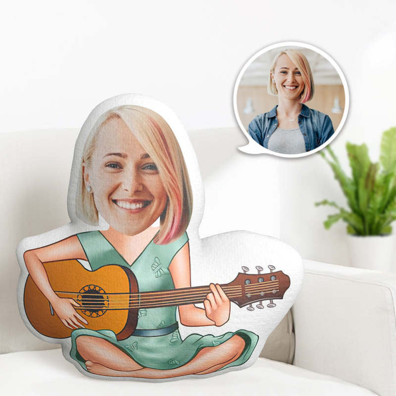 Personalized birthday gifts, My Face Pillow, Custom Photo Pillow, A girl playing guitar Minime pillow
