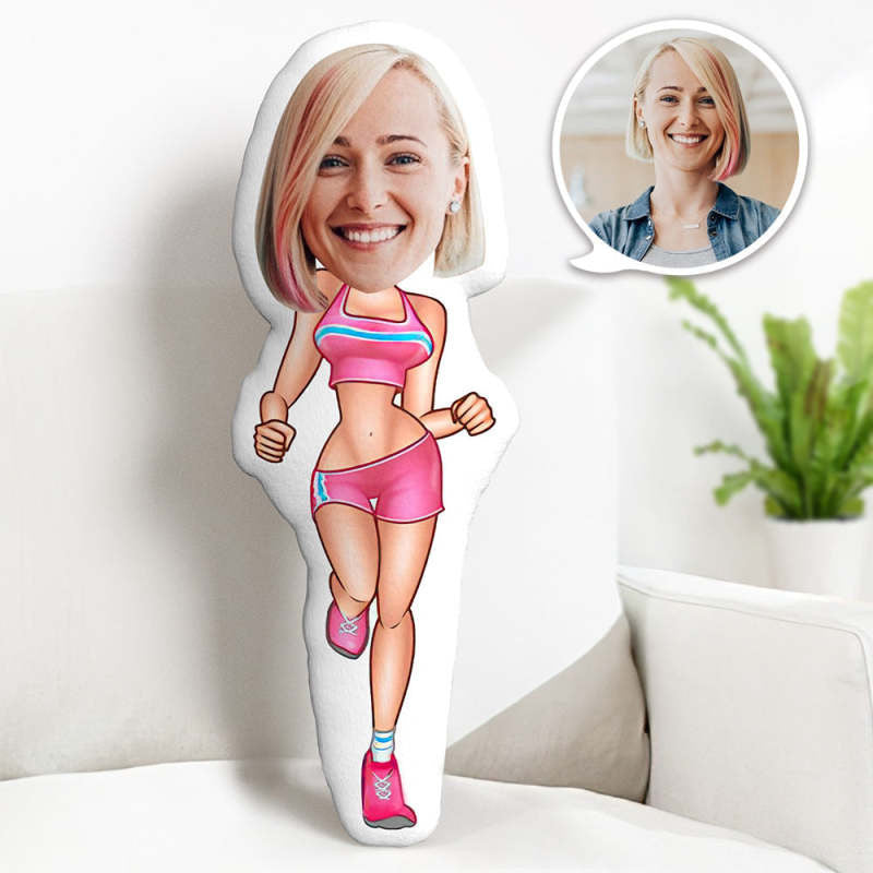Custom Face Pillow Personalized Face Doll Woman Jogging Doll Minime Pillow Gifts For Her