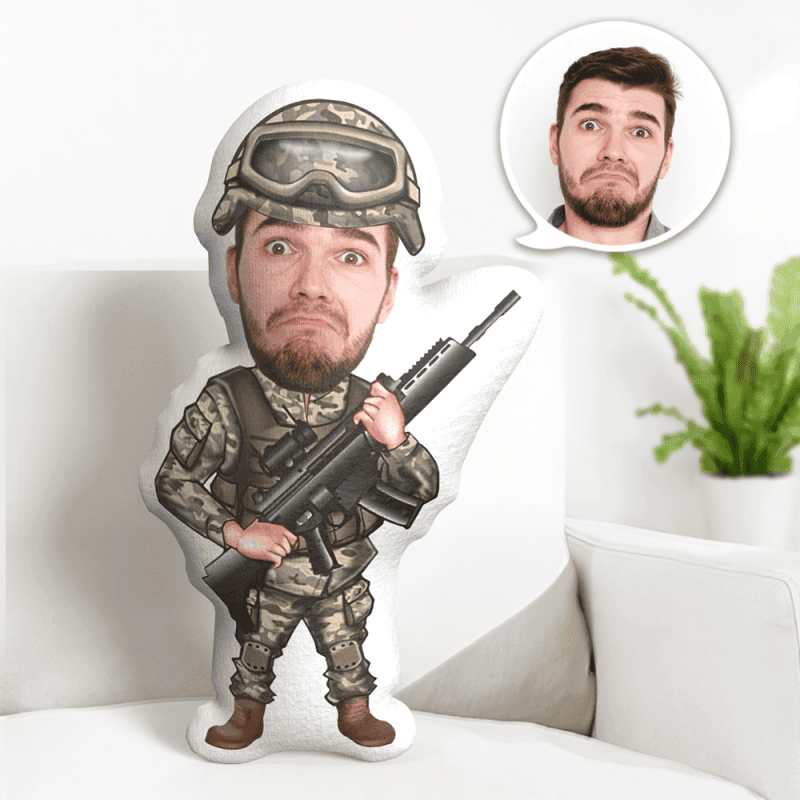 Custom Face Pillow Personalized Face Doll American Soldier Doll Minime Pillow Gifts For Him