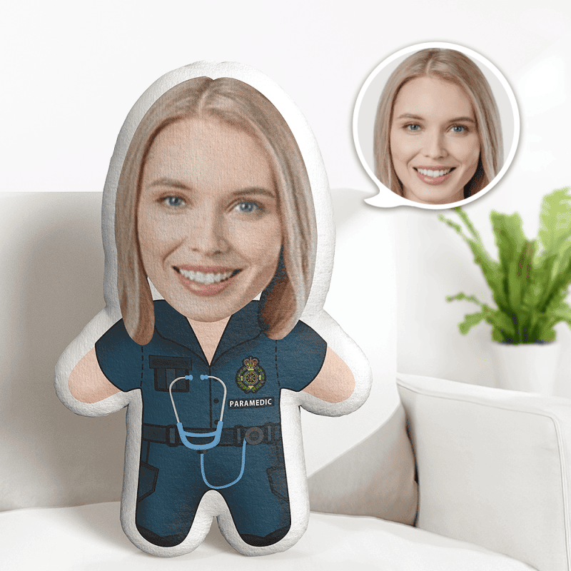 Paramedic Minime Teddy Pillow Custom Face Personalized Photo Minime Doll