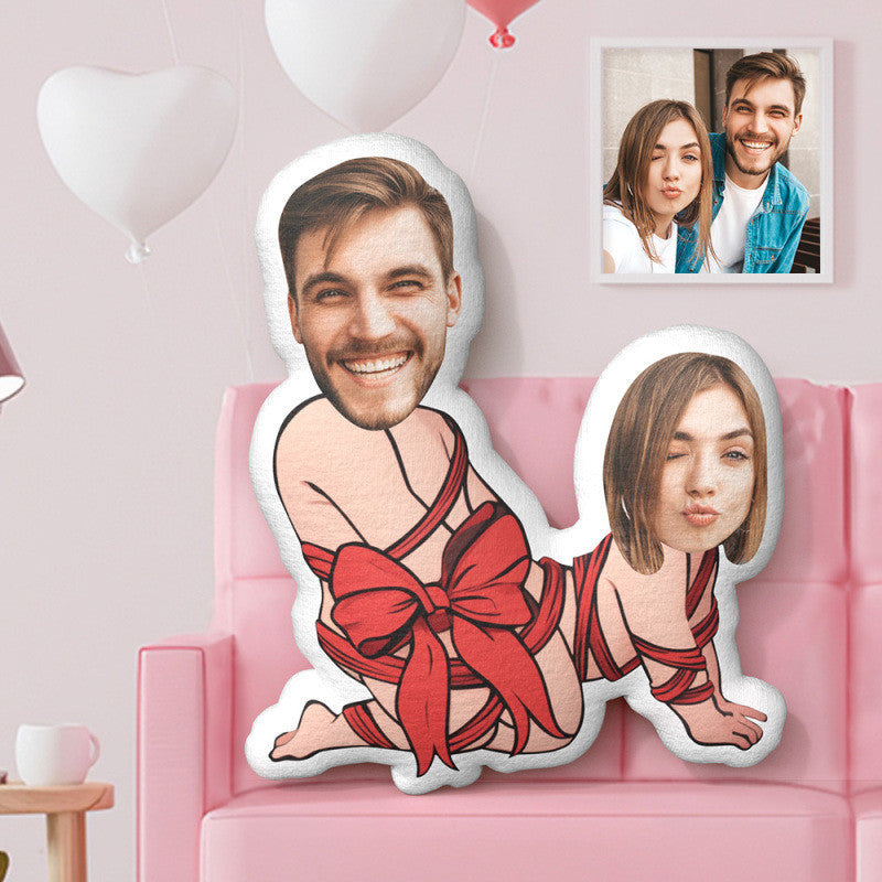 Custom Valentine's Day Gifts, Face Pillow, Bow Tie, Couple Pillow Funny Gifts For Her For Valentine's Day