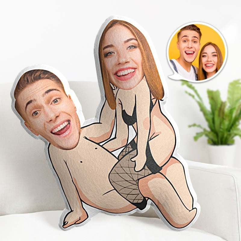 Personalized Couple's Pillow, Valentine's Day Gifts, Face Pillow, Black Stockings Gift For Men & Women
