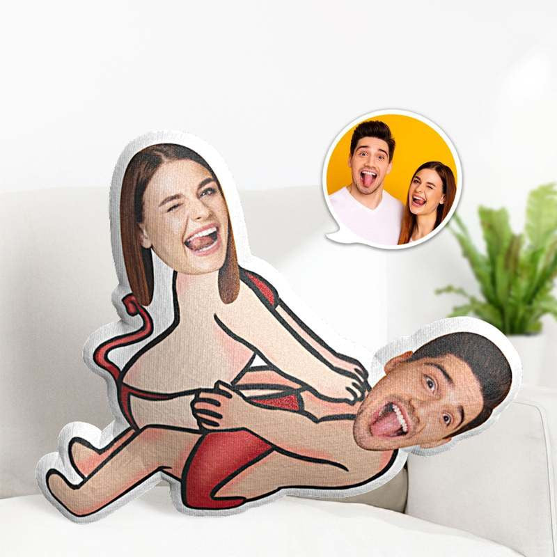 Personalized Couple's Pillow, Valentine's Day Gifts, Face Pillow, Little Devil, Pillow For Couple