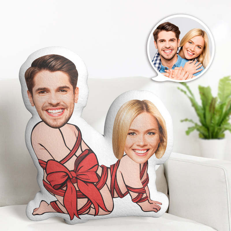 Custom Valentine's Day Gifts, Face Pillow, Bow Tie, Couple Pillow, Pillow For Couple
