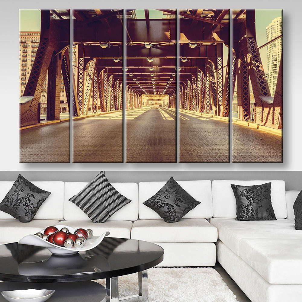 Chicago Landscape, Multi Canvas Wall Art Ideas, Multi Pieces Canvas Prints, 3Pcs 5Pcs Multi Panel Wall Art