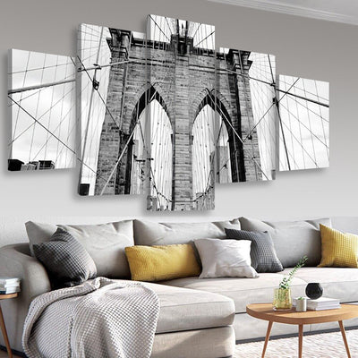 Brooklyn Bridge Landscape, Multi Canvas Wall Art Ideas, Multi Pieces Canvas Prints, 3Pcs 5Pcs Multi Panel Wall Art