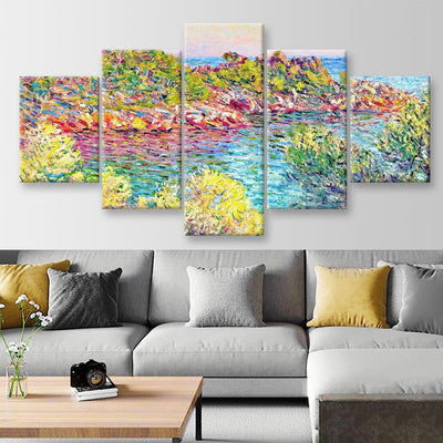 Claude Monet Landscape near Montecarlo 1883, Multi Canvas Wall Art Ideas, Multi Pieces Canvas Prints, 3Pcs 5Pcs Multi Panel Wall Art