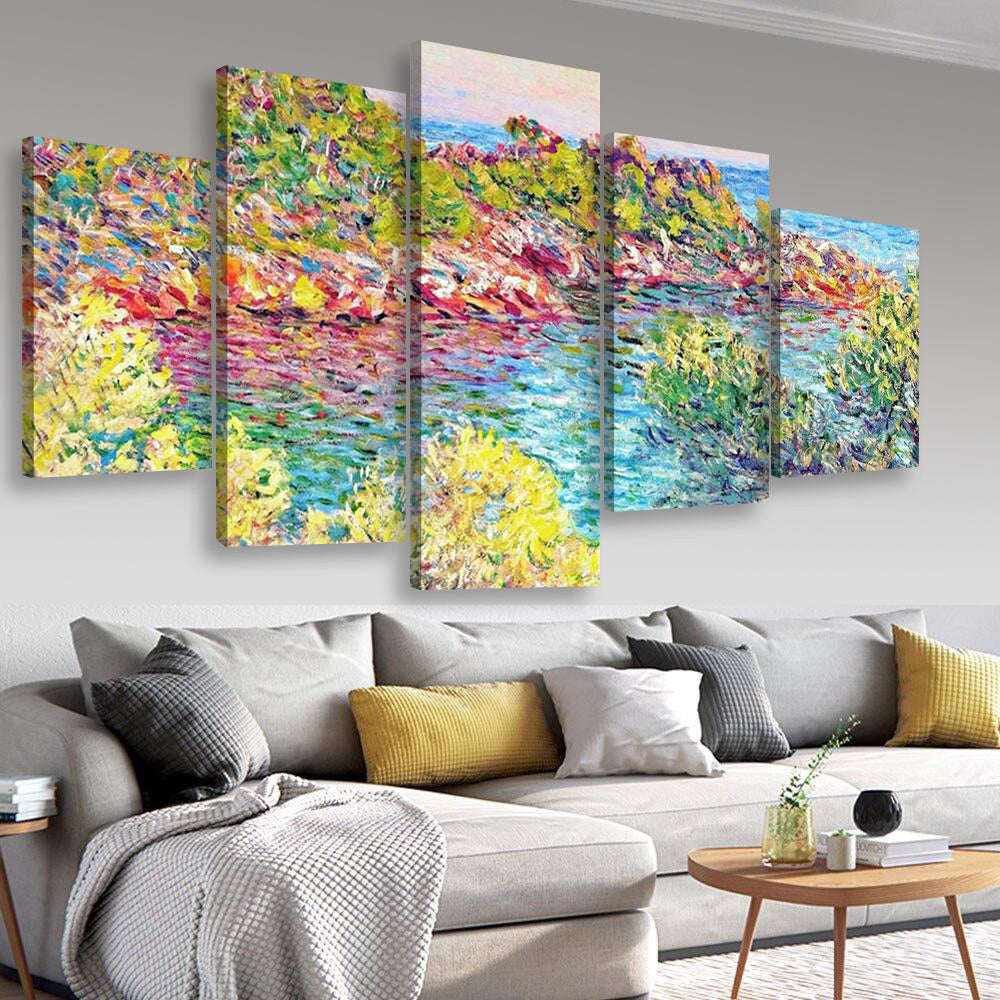 Claude Monet Landscape near Montecarlo 1883, Multi Canvas Wall Art Ideas, Multi Pieces Canvas Prints, 3Pcs 5Pcs Multi Panel Wall Art