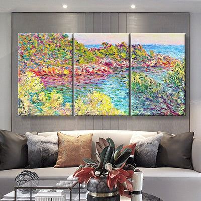 Claude Monet Landscape near Montecarlo 1883, Multi Canvas Wall Art Ideas, Multi Pieces Canvas Prints, 3Pcs 5Pcs Multi Panel Wall Art