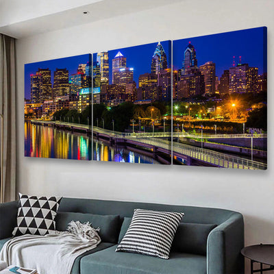Bridge In Philadelphia Pennsylvania Landscape, Multi Canvas Wall Art Ideas, Multi Pieces Canvas Prints, 3Pcs 5Pcs Multi Panel Wall Art