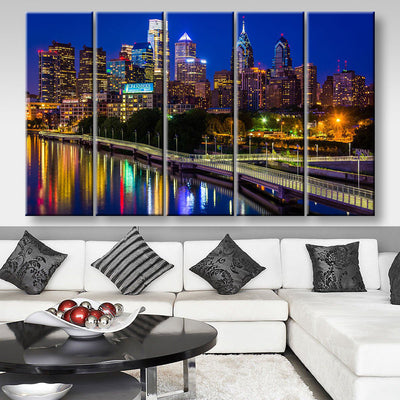 Bridge In Philadelphia Pennsylvania Landscape, Multi Canvas Wall Art Ideas, Multi Pieces Canvas Prints, 3Pcs 5Pcs Multi Panel Wall Art