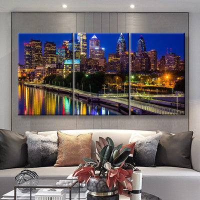 Bridge In Philadelphia Pennsylvania Landscape, Multi Canvas Wall Art Ideas, Multi Pieces Canvas Prints, 3Pcs 5Pcs Multi Panel Wall Art