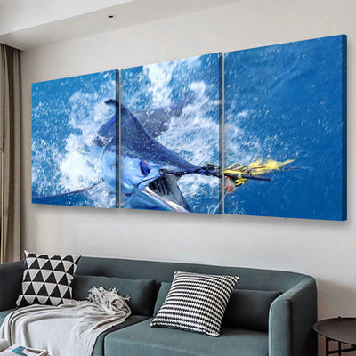 Jumping Marlin Billfish Sailfish Swordfish Fishing, Multi Canvas Wall Art Ideas, Multi Pieces Canvas Prints, 3Pcs 5Pcs Multi Panel Wall Art
