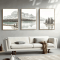 3pcs Nordic Mountain Lake Landscape Canvas Wall Art - Nature Scenery Poster for Home Decor - Print for Living Room