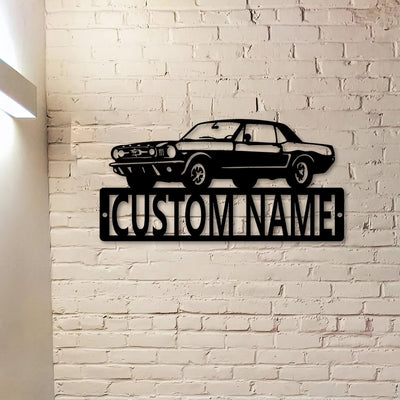 Ford Mustang Metal Sign, 1968 Mustang Garage Sign, Classic Car Metal Wall Art, Custom Car Gift for Dad