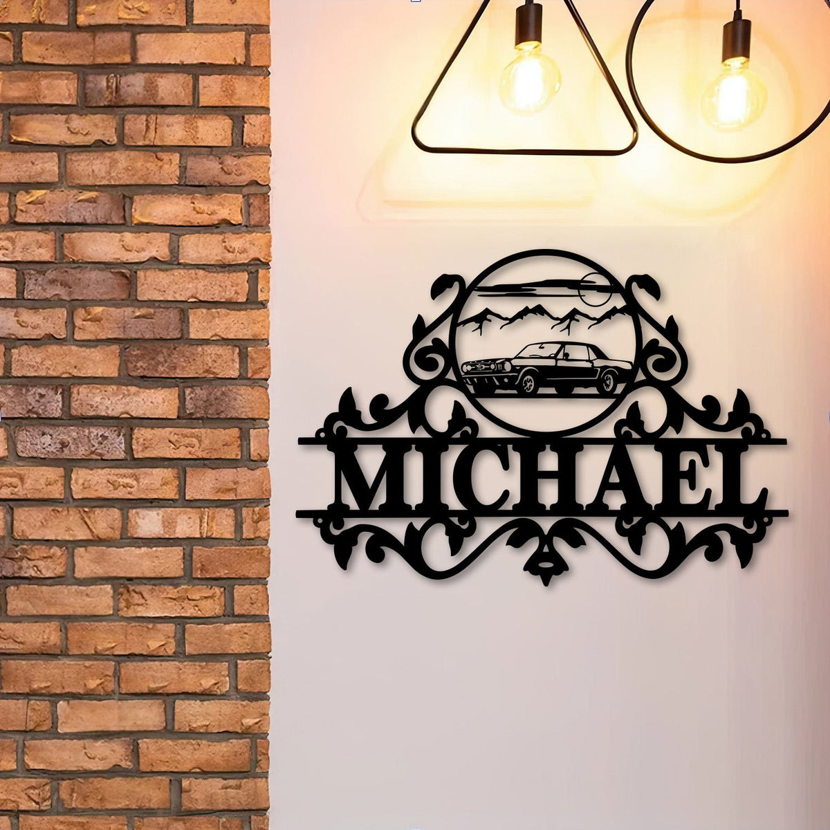 1968 Ford Mustang Metal Wall Art, Classic Muscle Car Silhouette Sign, Personalized Garage Decor, Gift for Dad