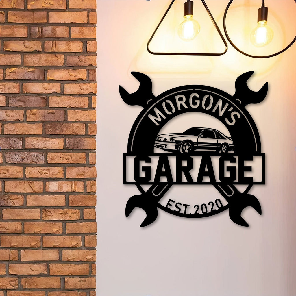 Ford Mustang Fox Body Metal Sign Custom Car Personalized Garage Badge Style Automotive Wall Decor Gift for Husband