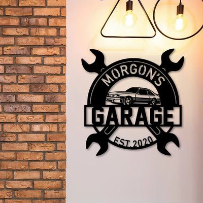 Ford Mustang Fox Body Metal Sign Custom Car Personalized Garage Badge Style Automotive Wall Decor Gift for Husband