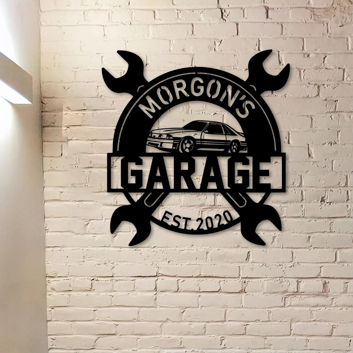 Ford Mustang Fox Body Metal Sign Custom Car Personalized Garage Badge Style Automotive Wall Decor Gift for Husband