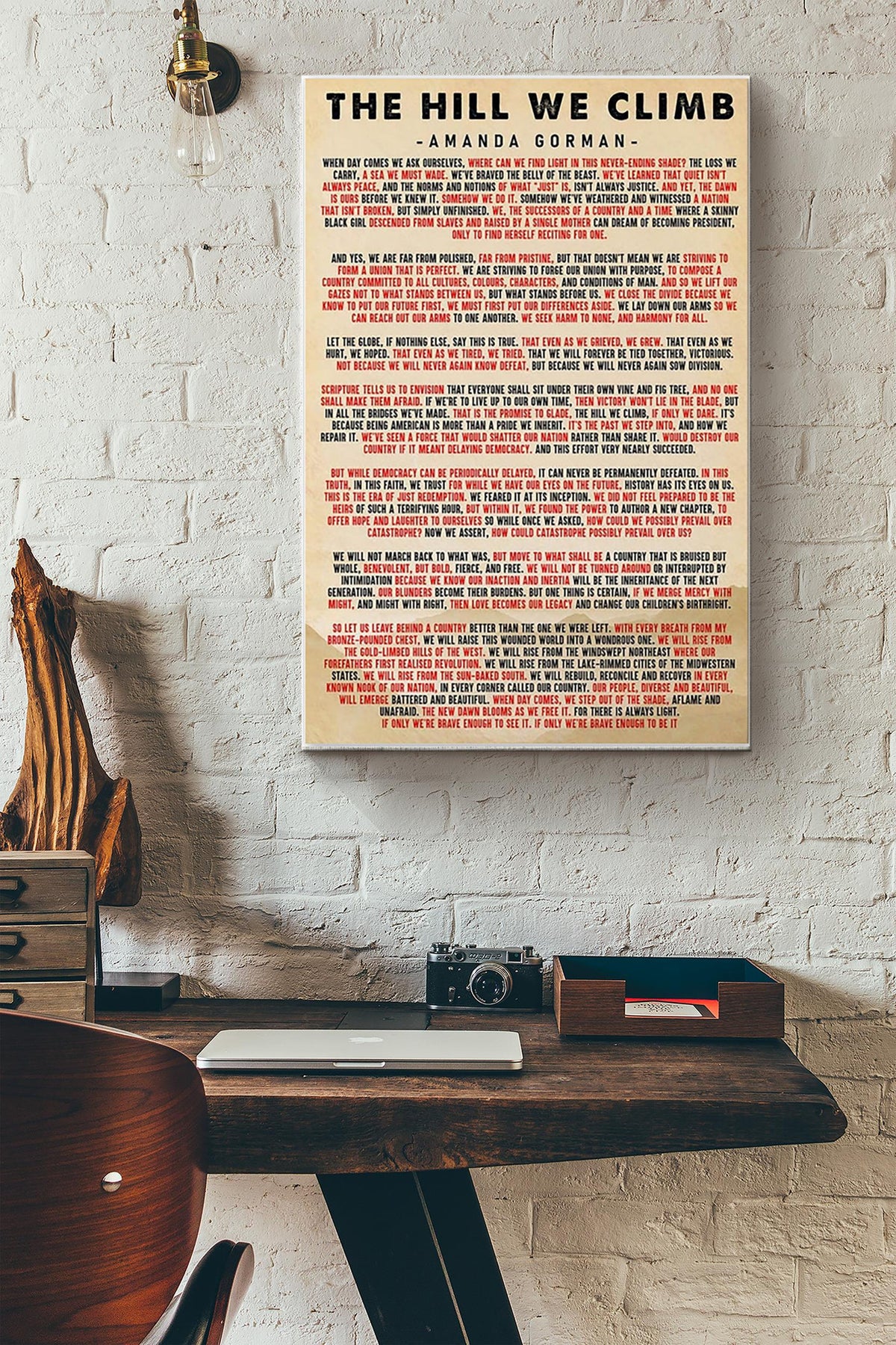 Amanda Gorman Full Poem Poster The Hill We Climb Poster Canvas Gallery Wrapped Canvas Framed Gift Idea