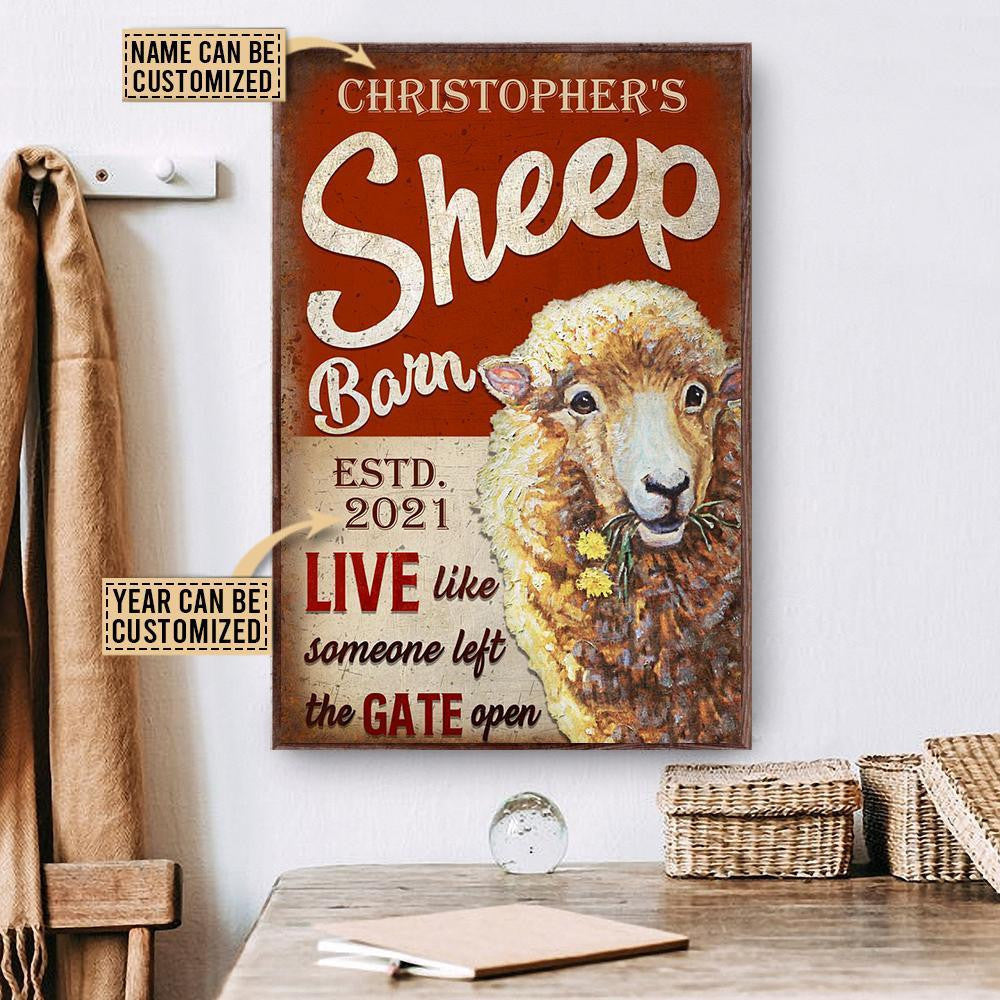 Aeticon Gifts Personalized Canvass Sheep Barn The Gate Open Canvas Mom Dad Gift