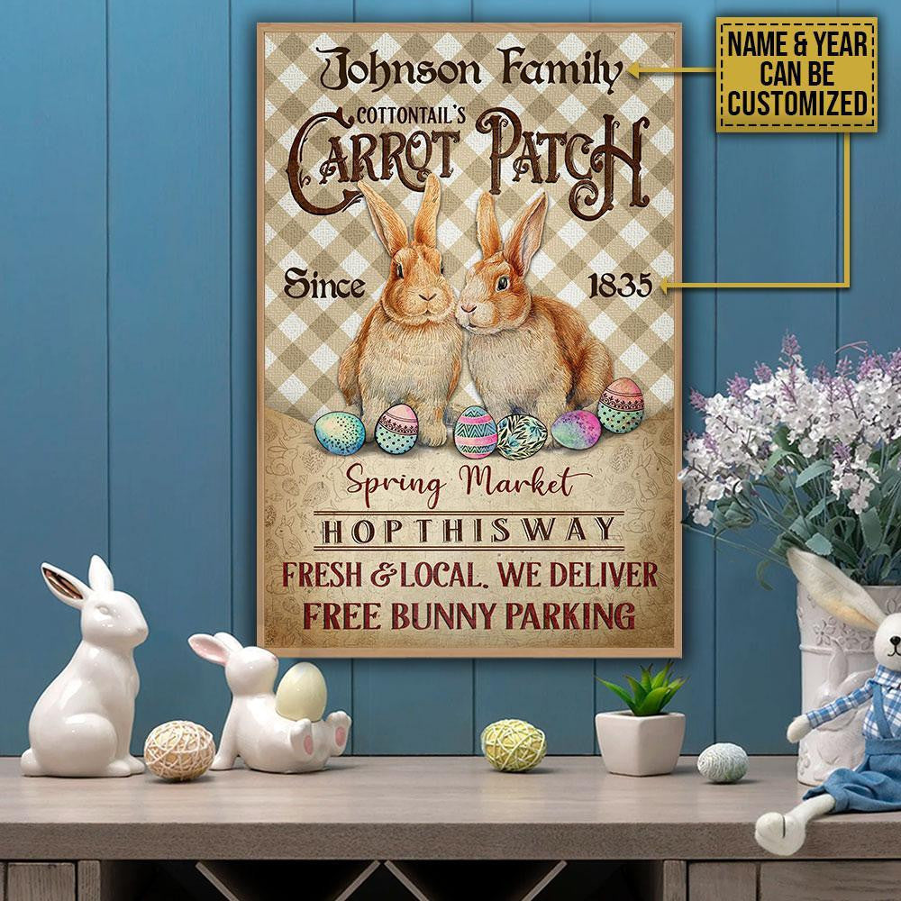 Aeticon Gifts Personalized Rabbit Flannel Carrot Patch Easter Canvas