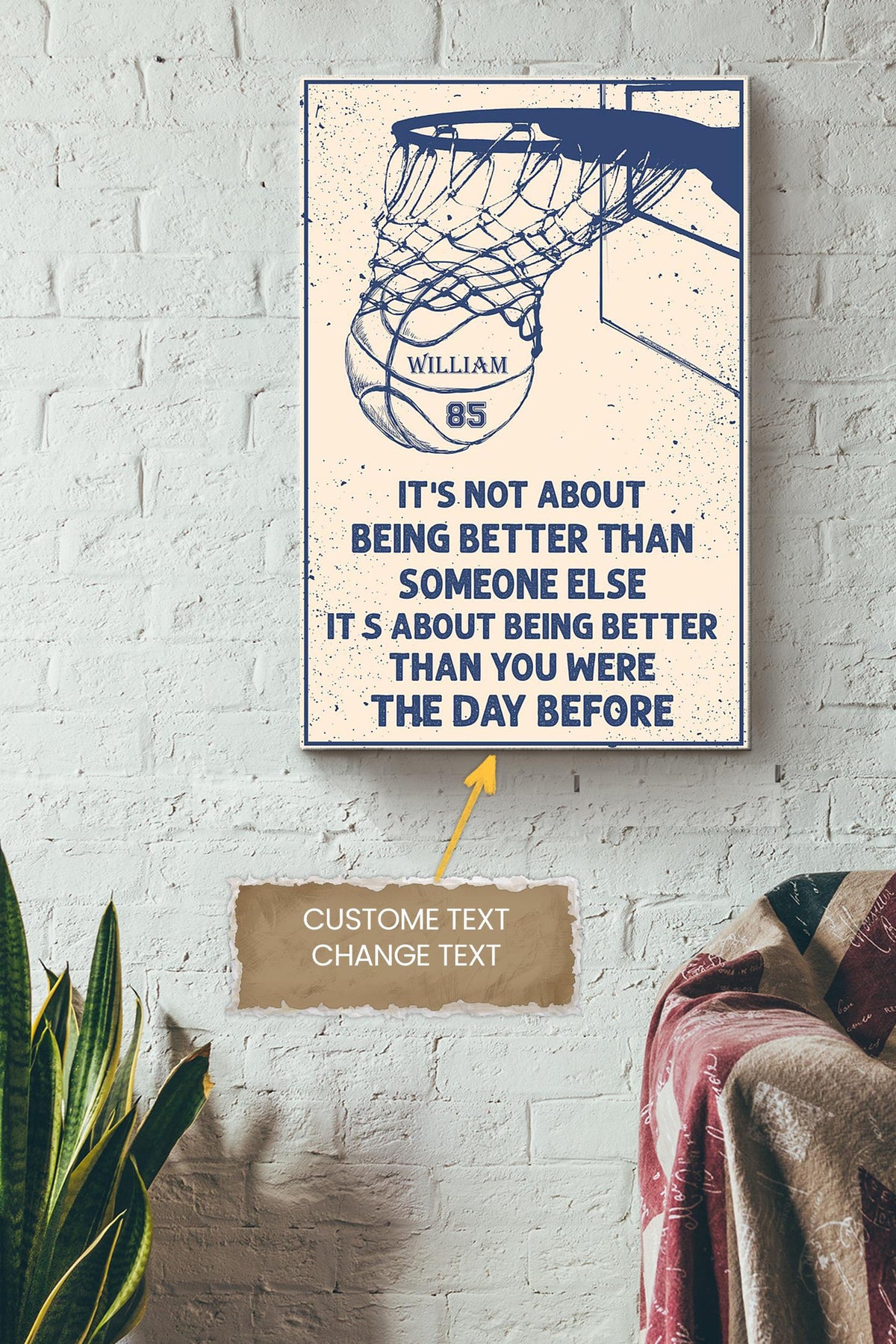 Basketball It's About Being Better Than You Were Yesterday Personalized Poster - Sport Wall Art - GIft For Basketball Player Basketball Lover Canvas Gallery Wrapped Canvas Framed Gift Idea Framed Prints, Canvas