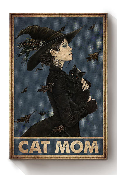 Cat Mom Animal Wall Art Gift For Cat Lover International Cat Day Kitten Foster Halloween Decor Canvas Framed Prints, Canvas
