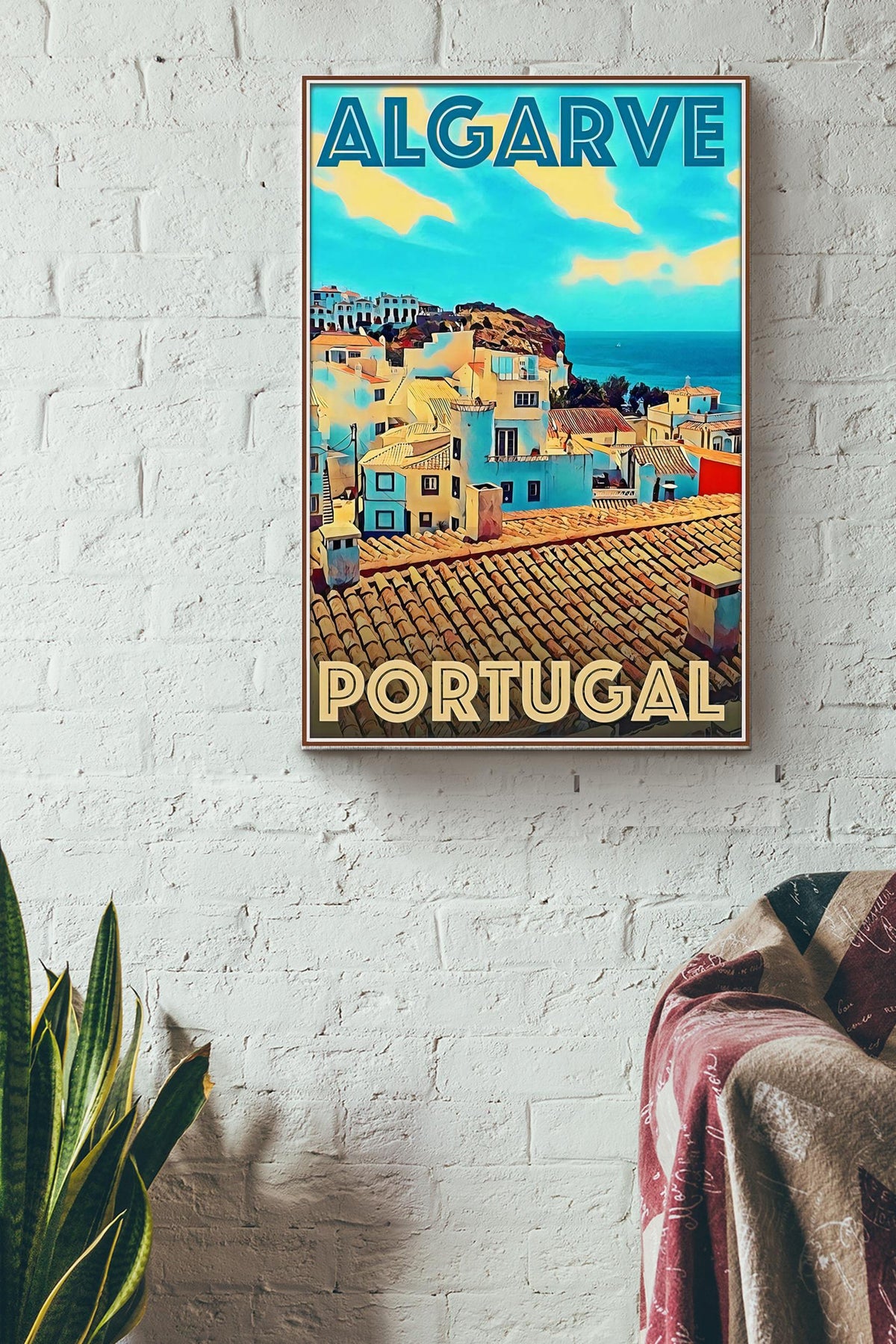 Algarve Portugal Vintage Poster - Traveling Wall Art - Gift For Tourist Souvenir Traveling Lover Canvas Gallery Wrapped Canvas Framed Gift Idea Framed Prints, Canvas