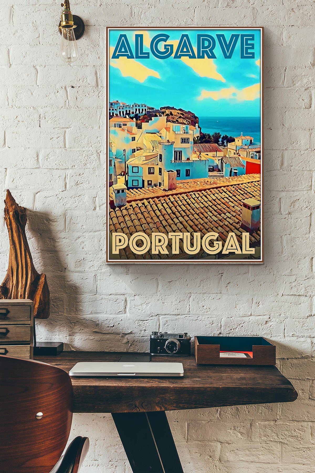 Algarve Portugal Vintage Poster - Traveling Wall Art - Gift For Tourist Souvenir Traveling Lover Canvas Gallery Wrapped Canvas Framed Gift Idea Framed Prints, Canvas
