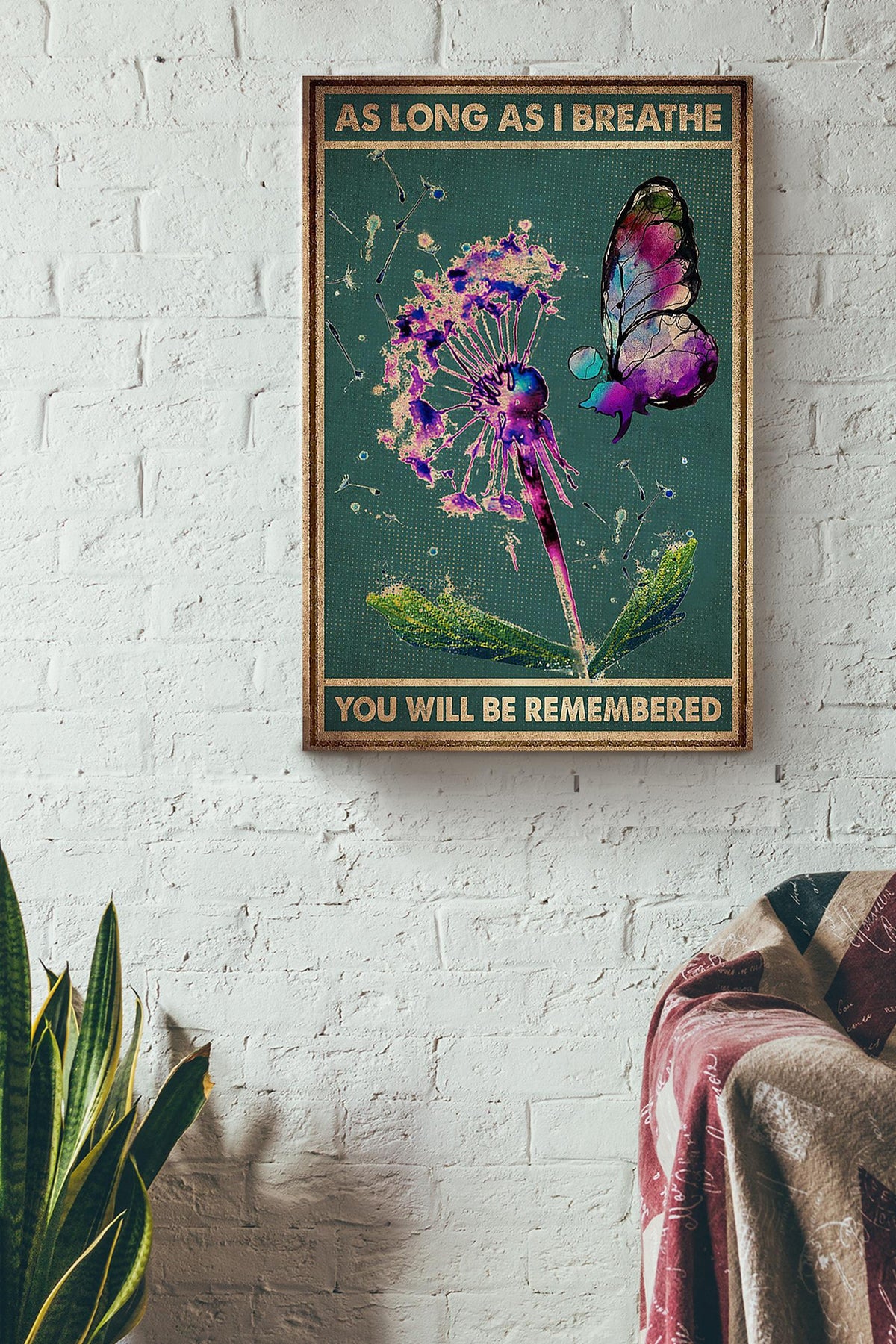 As Long As I Breathe You Will Be Remembered Memorial Wall Art For Home Decor Death Anniversary Canvas Framed Prints, Canvas