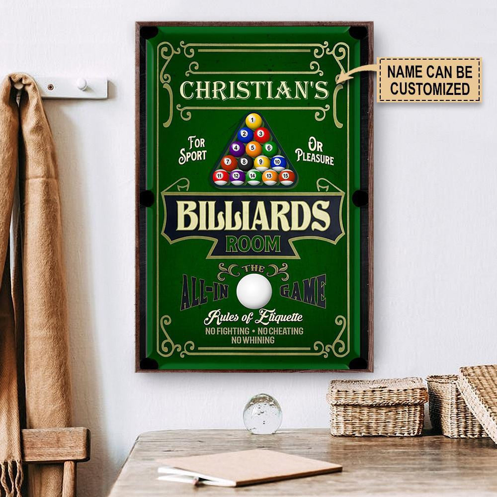 Aeticon Gifts Personalized Billiards Room All In Game Canvas