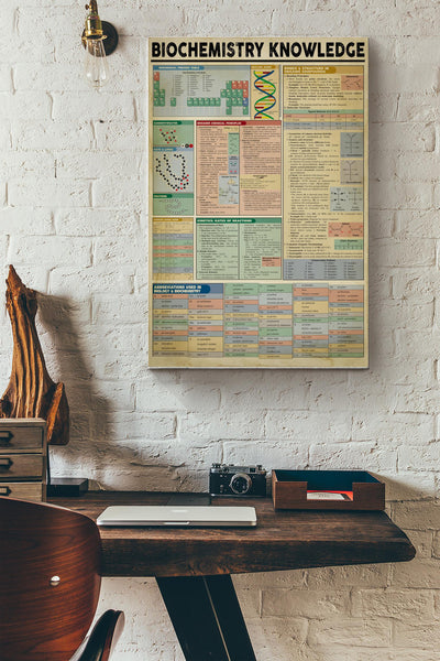 Biochemistry Knowledge Basic Information Poster - Chemical Wall Art - Gift For Scientist Biochemical Chemist Canvas Gallery Wrapped Canvas Framed Gift Idea Framed Prints, Canvas