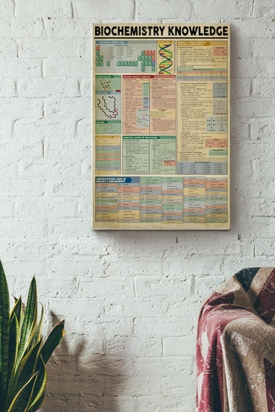 Biochemistry Knowledge Basic Information Poster - Chemical Wall Art - Gift For Scientist Biochemical Chemist Canvas Gallery Wrapped Canvas Framed Gift Idea Framed Prints, Canvas