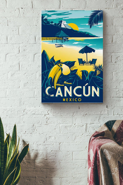 Cancun Mexico - Traveling Wall Art - Gift For Tourist Souvenir Traveling Lover Surfing Lover Beach Lover Canvas Gallery Wrapped Canvas Framed Gift Idea Framed Prints, Canvas
