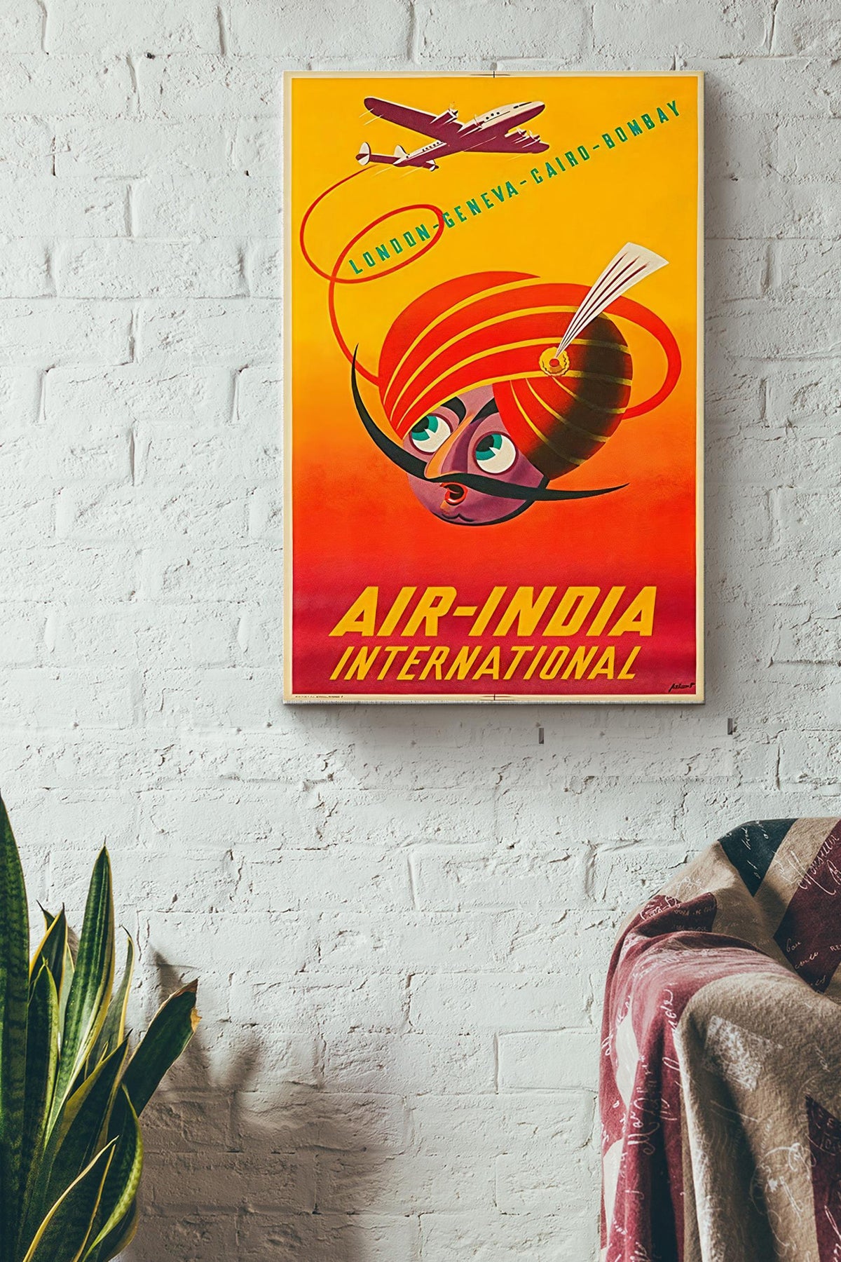 Air-India International Poster - Traveling Knowledge Wall Art - Gift For Flight Attendants Indian Pilot Aviation Worker Canvas Gallery Wrapped Canvas Framed Gift Idea Framed Prints, Canvas