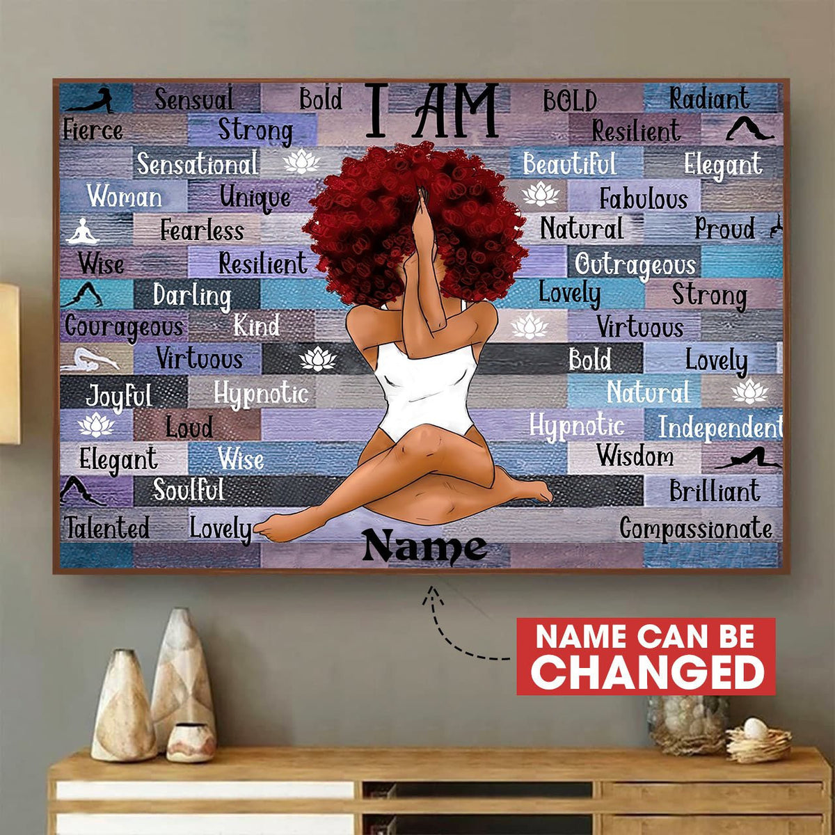 Black Queen Red Hair Canvas Personalized Melanin Woman Print Home Decoration Gift Idea Gift Birthday