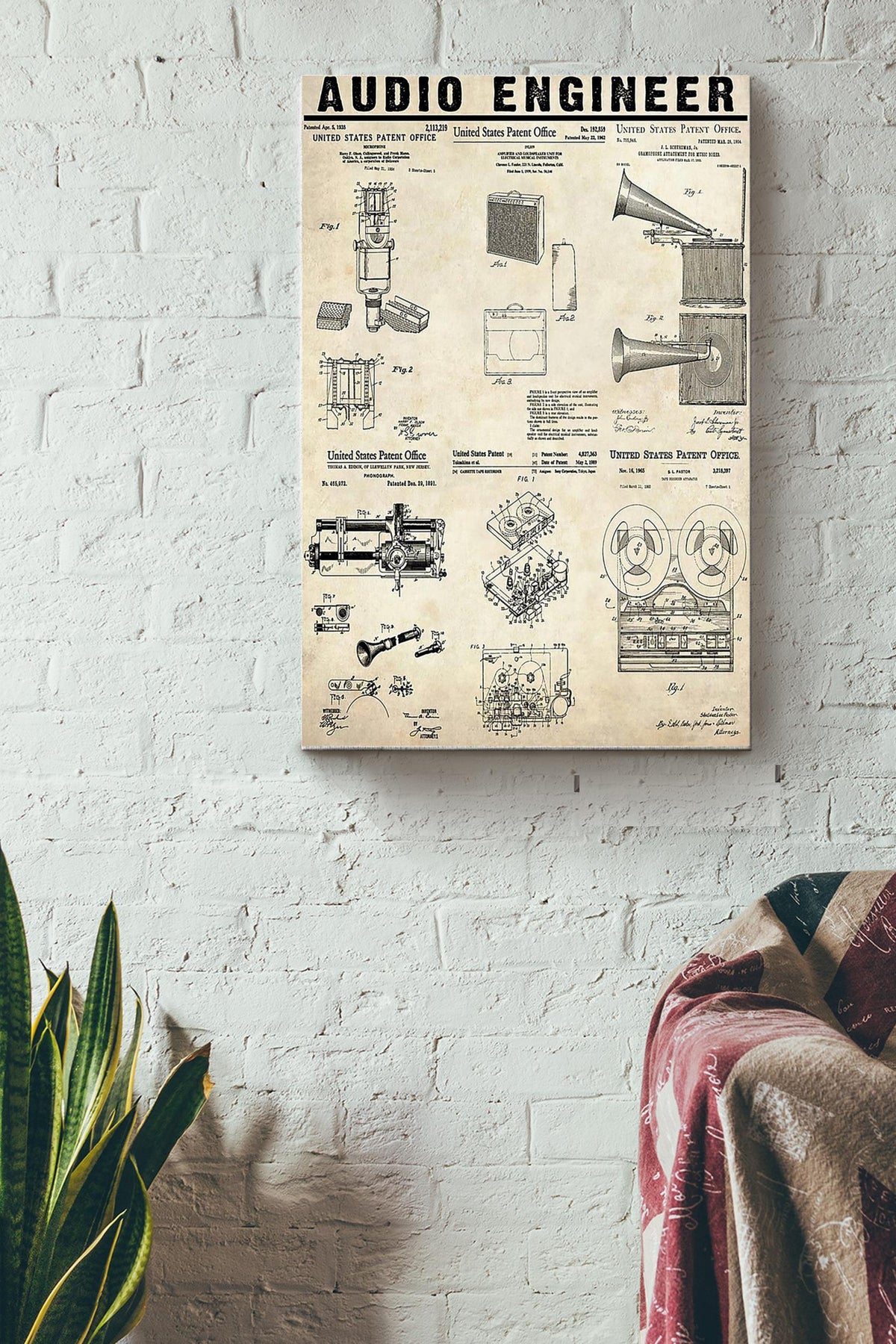 Audio Engineer Hand Drawing Poster Canvas Gallery Wrapped Canvas Framed Gift Idea