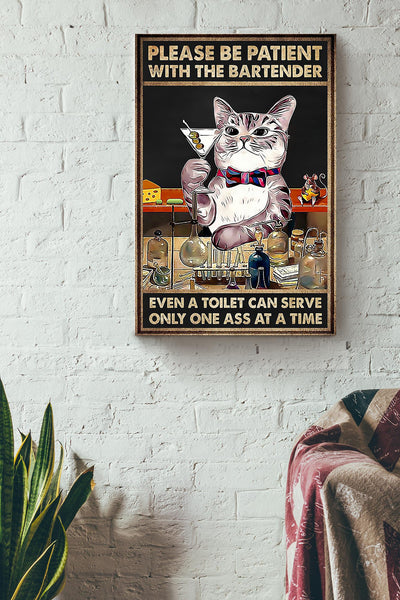 Cat Bartender Funny Quote Gift For Bartender Bar Club Decor Canvas