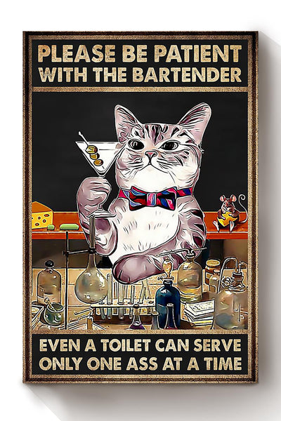 Cat Bartender Funny Quote Gift For Bartender Bar Club Decor Canvas